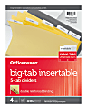 Office Depot® Brand Insertable Dividers With Big Tabs, Buff, Clear Tabs, 5-Tab, Pack Of 4 Sets