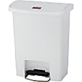 Rubbermaid Commercial Slim Jim 8-gal Step-On Container - Step-on Opening - Hinged Lid - 8 gal Capacity - Manual - Durable, Foot Pedal, Easy to Clean - 21.1" Height x 10.6" Width - Plastic, Resin - White - 1 Each