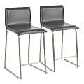 LumiSource Mara Counter Stools, Gray/Stainless Steel, Set Of 2 Stools 1 thumbnail image