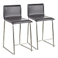 LumiSource Mara Counter Stools, Gray/Stainless Steel, Set Of 2 Stools