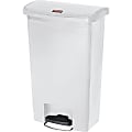 Rubbermaid Commercial Slim Jim 13-gal Step-On Container - Step-on Opening - Hinged Lid - 13 gal Capacity - Manual - Durable, Foot Pedal, Easy to Clean - 28.3" Height x 11.5" Width - Plastic, Resin - White - 1 Each