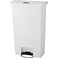 Rubbermaid Commercial Slim Jim 18-gal Step-On Container - Step-on Opening - Hinged Lid - 18 gal Capacity - Manual - Durable, Foot Pedal, Easy to Clean - 31.6" Height x 12.2" Width - Plastic, Resin - White - 1 Each