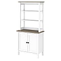 Bush Business Furniture Mayfield 66"H 5-Shelf Bookcase With Doors, Pure White/Shiplap Gray, Standard Delivery
