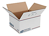 United States Post Office Shipping Boxes, 11" x 9" x 6", White/Blue/Red, Pack Of 20 Boxes