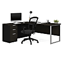 Bestar Pro-Concept Plus 72"W L-Shaped Corner Desk With Drawers, Deep Gray/Black