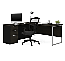 Bestar Pro-Concept Plus 72"W L-Shaped Corner Desk With Drawers, Deep Gray/Black 1 thumbnail image