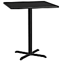 Flash Furniture Square Laminate Table Top With Bar Height Table Base, 43-3/16”H x 36”W x 36”D, Black