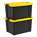 Iris Remington Heavy Duty Store-It-All Tote, 78 Qt, Black/Yellow, Pack Of 2 Totes 1 thumbnail image