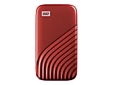 WD My Passport SSD WDBAGF0010BRD - SSD - encrypted - 1 TB - external (portable) - USB 3.2 Gen 2 (USB-C connector) - 256-bit AES - red 1 thumbnail image
