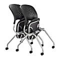Safco® Reve Plastic Nesting Chairs, Black/Silver, Set Of 2 Chairs