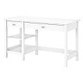 Bush Furniture Broadview 54"W Computer Desk With Open Storage, Pure White, Standard Delivery