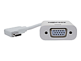 Tripp Lite Right-Angle USB C to VGA Adapter Cable USB-C M/F White 1080p 6in - First End: 1 x USB Type C Male Thunderbolt 3 - Second End: 1 x HD-15 Female VGA - 640 MB/s - Supports up to 1920 x 1200 - Nickel Plated Connector - White