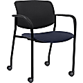 Lorell® Mobile Contemporary Plastic/Fabric Stacking Chairs, Dark Blue, Set Of 2 1 thumbnail image