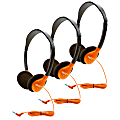 HamiltonBuhl Personal On-Ear Stereo Headphones, Orange, Pack Of 3 Headphones 1 thumbnail image
