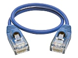 Tripp Lite 1ft Cat5e Cat5 Snagless Molded Slim UTP Patch Cable RJ45 M/M Blue 1' - First End: 1 x RJ-45 Male Network - Second End: 1 x RJ-45 Male Network - Patch Cable - 28 AWG - Blue