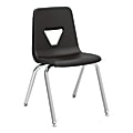 Lorell® Classroom Student Plastic Seat, Plastic Back Stacking Chair, 18 1/4" Seat Width, Black Seat/Silver Frame, Quantity: 4 1 thumbnail image