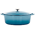 MegaChef 7-Quart Cast Iron Casserole Dish, Blue 1 thumbnail image