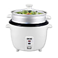 Better Chef 5-Cup Rice Cooker With Food Steamer Attachment, White