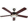 Black+Decker Ceiling Fan - 5 Blades - 52" Diameter - 3 Speed - Adjustable Airflow - 17" Height x 52" Width x 52" Depth - Nickel Body, Plywood Blade, Glass Cover