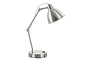 Monarch Specialties Greta Table Lamp, 17”H, Nickel/Nickel