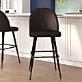 Flash Furniture Lyla Commercial-Grade Modern Armless Bar Stools, Brown LeatherSoft/Black, Set Of 2 Stools