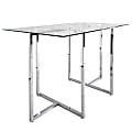 Eurostyle Legend Rectangle Dining Table, 30”H x 48”W x 29”D, Clear/Chrome