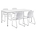 KFI Studios Dailey Table Set With 4 Sled Chairs, White Table/White/Silver Chairs 1 thumbnail image