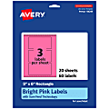 Avery® Print-To-The-Edge Labels With Sure Feed® Technology, 94249-BPP20, Rectangle, 3" x 6", Matte Bright Pink, Pack of 60 1 thumbnail image