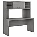 Bush Business Furniture Echo 60W Credenza Desk with Hutch, Modern Gray, Standard Delivery