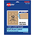 Avery® Kraft Permanent Labels With Sure Feed®, 94233-KMP100, Rectangle, 1-13/16" x 2-3/16", Brown, Pack Of 1,200