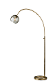 Adesso Camden Arc Floor Lamp, 71-1/2”H, Smoked Swirled Glass Shade/Antique Brass Base