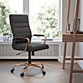Flash Furniture LeatherSoft™ Faux Leather High-Back Office Chair, Black/Gold