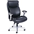 Lorell® Big & Tall Bonded Leather Executive Chair With Flexible Air Technology, T Arms, Black/Silver