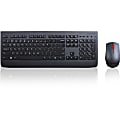 Lenovo Professional Wireless Keyboard and Mouse Combo - LA Spanish w/o Battery - USB Wireless RF Spanish Latin America - Black - USB Wireless RF Laser - 1600 dpi - 5 Button - Tilt Wheel - QWERTY - Black