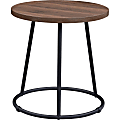 Lorell Round Side Table, 19-3/4" x 19", Walnut/Black