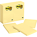 Post-it® Notes Original Notepads - 4" x 6" - Rectangle - 100 Sheets per Pad - Unruled - Canary Yellow - Paper - Self-adhesive, Repositionable - 24 / Bundle