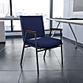 Flash Furniture HERCULES Series Stack Accent Chair With Arms, Navy Blue Patterned Fabric/Silvervein Frame