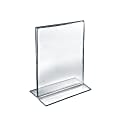 Azar Displays Double-Foot Acrylic Sign Holders, 11" x 8 1/2", Clear, Pack Of 10
