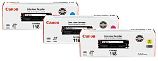 Canon® 118 Cyan, Magenta, Yellow Toner Ink Cartridges, Pack Of 3, 118 combo