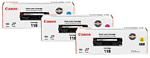 Canon® 118 Cyan, Magenta, Yellow Toner Ink Cartridges, Pack Of 3, 118 combo 1 thumbnail image