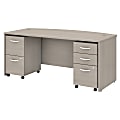 Bush Business Furniture Studio C Bow Front Desk With Mobile File Cabinets, 72"W, Sand Oak, Standard Delivery