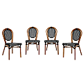 Flash Furniture 4 Pack Lourdes Indoor/Outdoor Commercial Thonet Bistro Stacking Chair, PE Rattan and Aluminum Frame, Black & White/Natural Frame 1 thumbnail image