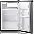 Midea WHS-160RSS1 Refrigerator/Freezer - 4.40 ft³ - Manual Defrost - Reversible - 120 V AC - 226 kWh per Year - Stainless Steel - Iron, Stainless Steel Door, Tempered Glass Shelf - Freestanding