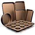 NutriChef 6-Piece Nonstick Kitchen Bakeware Set NCBK6TR7 - Baking, Breading, Cake - Gold - Carbon Steel Body - 6 Piece