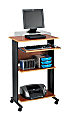 Safco® Muv 30"W Fixed Height Stand-Up Mobile Workstation With 2-Shelves and Keyborad Tray, Cherry/Black 1 thumbnail image