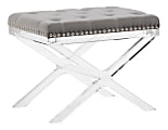 Linon Home Décor Products Annika Vanity Bench, 18"H x 23"W x 16"D, Silver/Clear