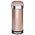 simplehuman®  Slim Oval Stainless-Steel Step Trash Can With Liner Rim, 11.9 Gallons, 24-7/16"H x 10-1/4"W x 21-1/2"D, Rose Gold/Stainless 1 thumbnail image