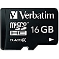 Verbatim® Class 4 Micro Secure Digital High Capacity (microSDHC™) Memory Card With Adapter, 16GB