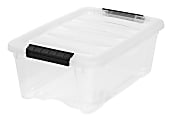 IRIS® Latch Plastic Storage Container With Built-In Handles And Snap Lid, 12.95 Quarts, 16 1/2" x 11" x 6 1/2", Clear
