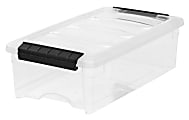 IRIS® Latch Plastic Storage Container With Built-In Handles And Snap Lid, 5.75 Quarts, 14 1/8" x 8" x 4 1/2", Clear